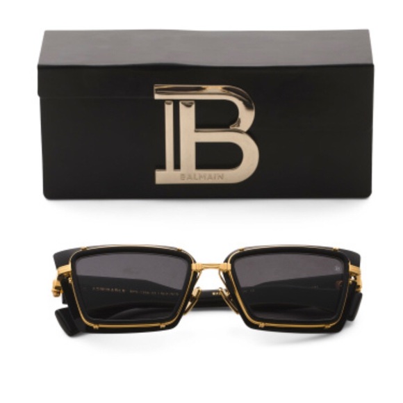Balmain Sunglasses with Black Frames and Gold Detailing - Picture 1 of 3